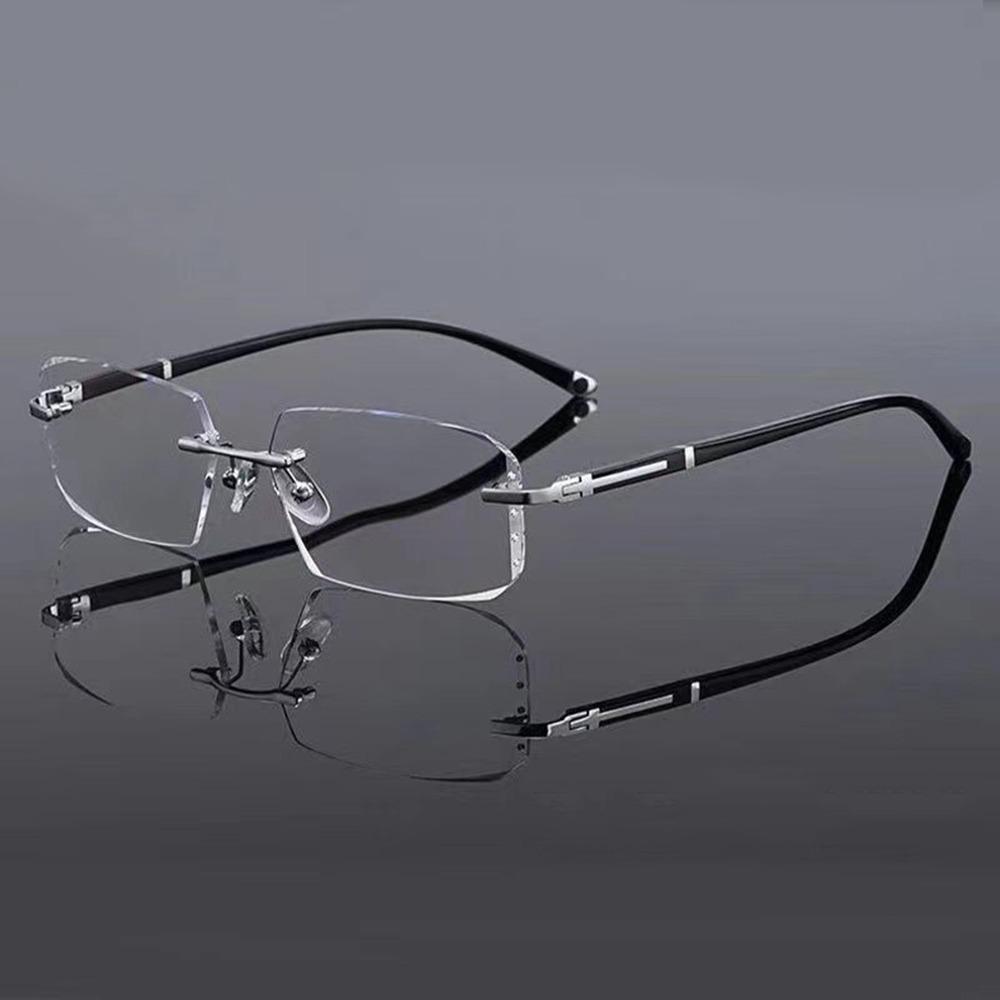 Blue Ray Blocking Anti-Blue Light Reading Glasses Rimless Cut Edge Eye Protection Hyperopia Glasses Vintage Luxury