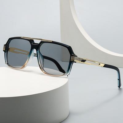 Nouveaux Lunettes de Soleil Carrées Double Pont Vintage Classique Luxe Grande Monture UV400 pour Hommes Femmes