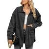 Women's Fashionable Versatile Classic Retro Solid Color Lapel Long Sleeved Pocket Loose Denim Jacket