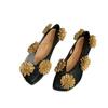 Sheepskin Version~ New Small Flower Shallow Mouth Square Head Comfortable Single Shoes Niche Design Soft Sole One Pedal Flat Shoes Women
