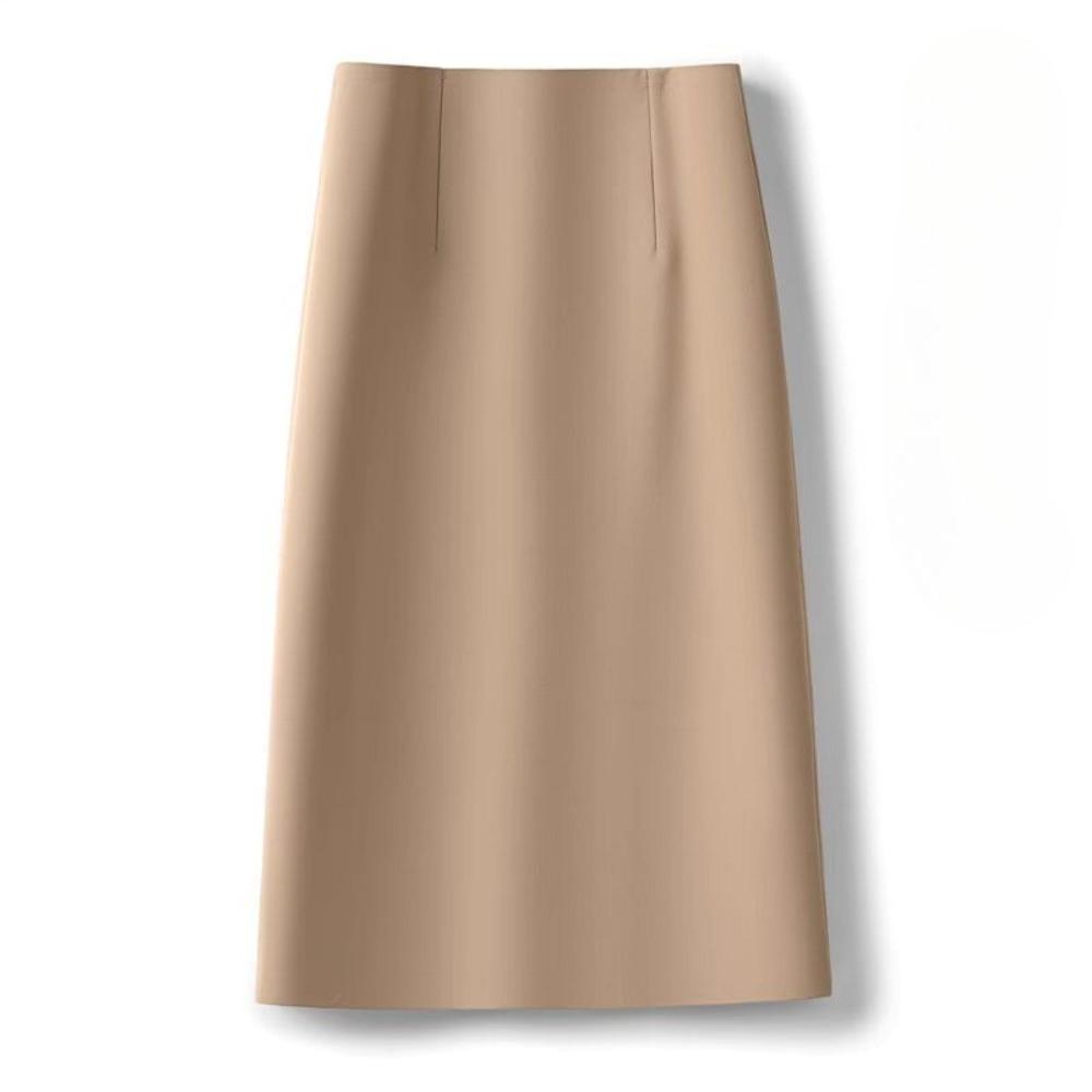 Women's High Waist A-Line Midi Skirt Non-Stretch Commuter Suit Skirt With Back Slit