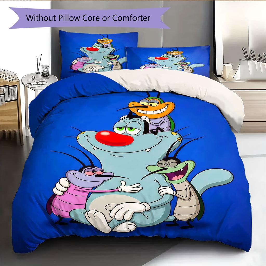 Oggy Bedding Quilt Set Quilt Cover Pillowcase Home Decoration Birthday Gift (1 * duvet cover + 2 * pillowcase, without core)