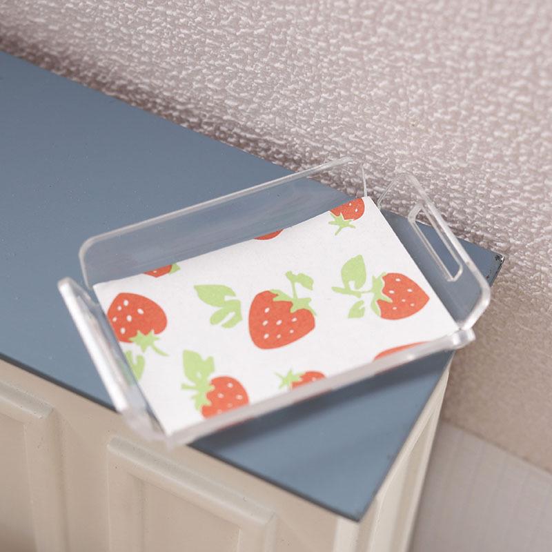 1:12 puppenhaus Miniatur Transparent Streifen Tablett Mini Tee Tablett Obst Gebäck Dessert Lagerung Tablett Abendessen Platte Modell Decor Spielzeug