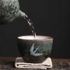 Handmade Crane Teacup Rustic Pottery Kiln Transformation Ceramic Tea Cup Gongfu Tea Set Chinese Style