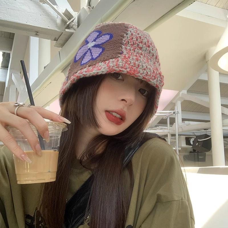 Hat Versatile Style Retro Sweet Womens Warm Knitted Fishermans Hatscaps