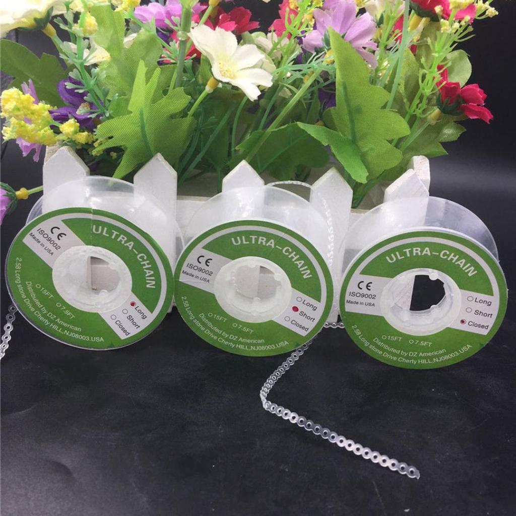 Zubařská pomůcka Ortodontická elastická čirá pryžová páska Ultra Power Chain 3 typy