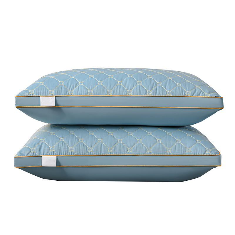 Feather Velour Quilted Neck Support Pillow for Adults - Ideal for Side Sleepers and Cervical Comfort