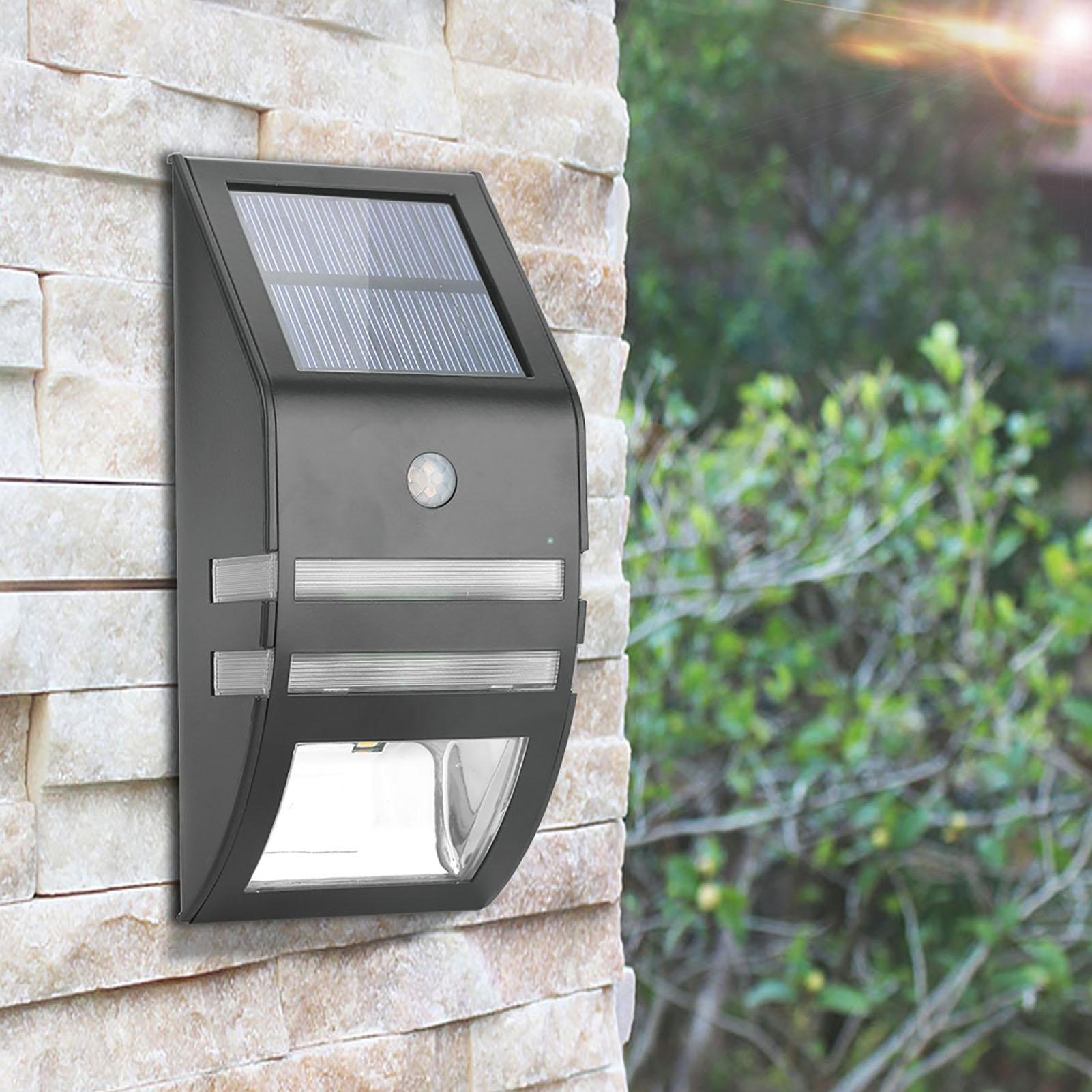

Solar Powered PIR Motion Sensor 2 LED Path Wall Light Stainless Steel Garden Security Lamps Type 2