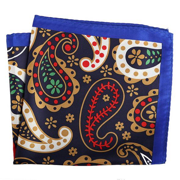 Cashew Flower & Polka Dot Men's Pocket Square Handkerchief