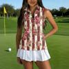 Women Golf Sleeveless Zip Polo Shirt with Collar Polka Dot Print Athletic Tank Top for Sports and Outdoor Activities