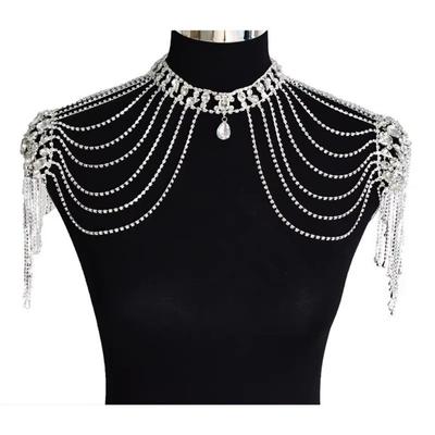 Elegant Rhinestone Shoulder Necklace Luxurious Design Shoulder Body Chain  Bridal Accessories