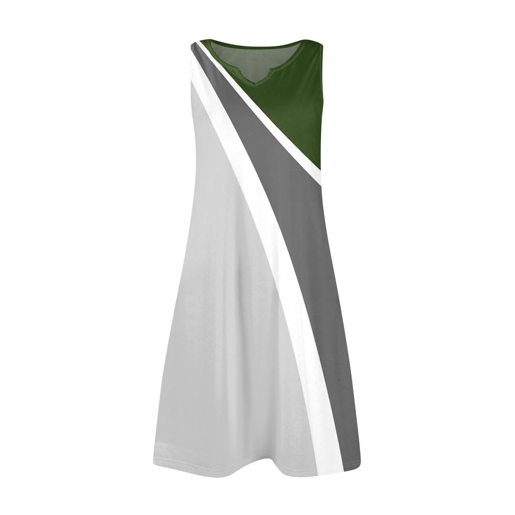 Women Summer Dresses V-Neck Print Sleeveless Sundress Casual Dress