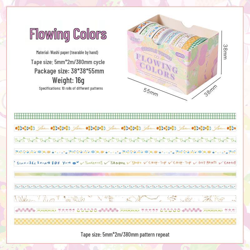 Yuezhen Pastellrand Washi Tape - Niedliches grenzüberschreitendes Journal-Aufkleberband