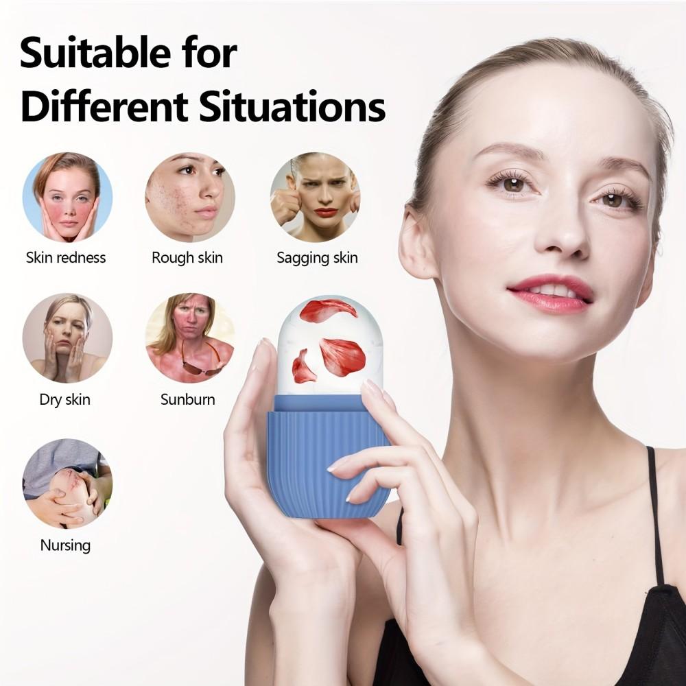 4pcs Ice Roller for Face Facial Roller Massager (De-Puff Eye Bags) Reusable Silicone Face/Neck Ice Mold for Naturally Skin Care