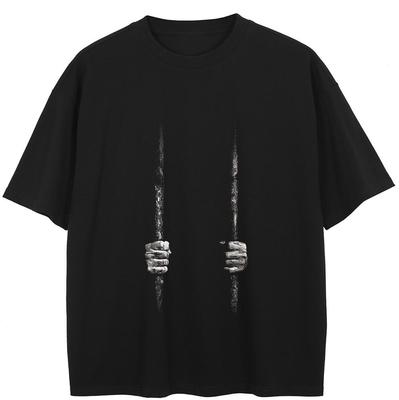 Streetwear Funny Graphic T-Shirt Cotton Washed Black Tshirt Unisex Tops Tees Short Sleeves T Shirt