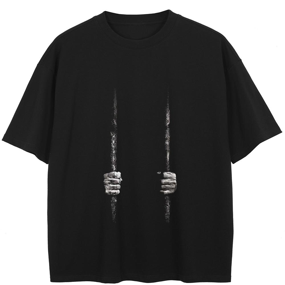 Streetwear Funny Graphic T-Shirt Cotton Washed Black Tshirt Unisex Tops Tees Short Sleeves T Shirt