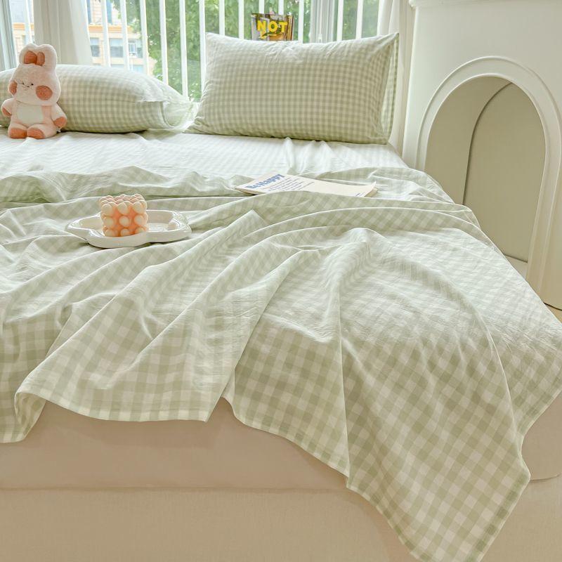 New Ins Style Plaid Thick Skin-friendly Bed Sheet, Simple Bedding for Student Dorm Single & Double Bed