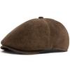 Nieuwe pet van PU-imitatieleer, modieuze vintage baret voor mannen en vrouwen, geschikt voor de lente en herfst, platte pet met klep, casual retro hiphop pet.