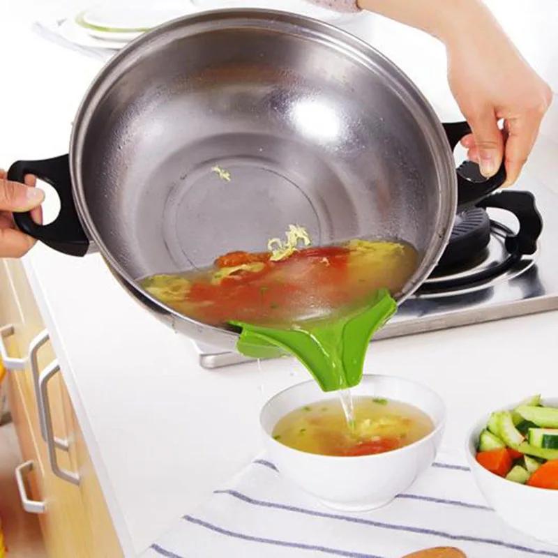 Silicone Funnel Kitchen Small Tools Anti-spill Drain Pans Round Rim Deflector Liquid Funnel Soup Diversion Cooking Tools