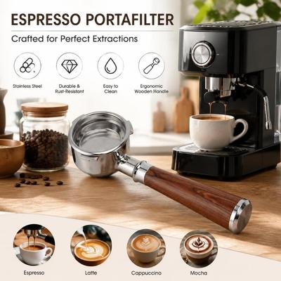 Three Ears Bottomless Coffee Portafilter Coffee Machine Portafilter for Barsetto Espresso Brewing