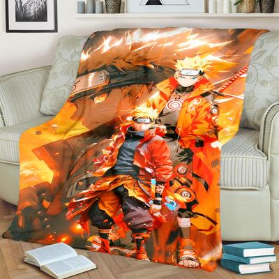 Anime-Naruto Print Blanket Warm Comfortable Flannel Blanket for Bedrooms, Sofas, Beds, Chairs, Picnics, Travel -LXR51
