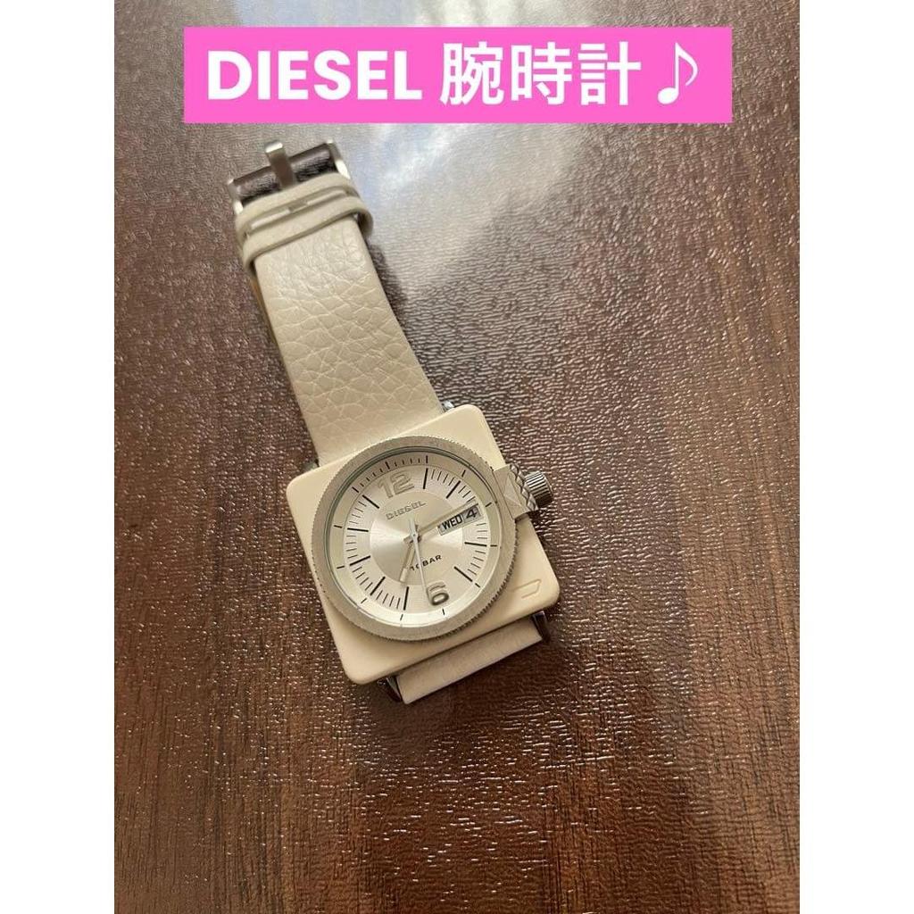 Used DIESEL Quartz Watch White Leather Belt