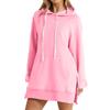 Women Hoodie Dress Slit Hem Drawstring Loose with Big Pocket Hooded Pullover Mid Length Top Commuting Dating Sport HoodieCYXX385