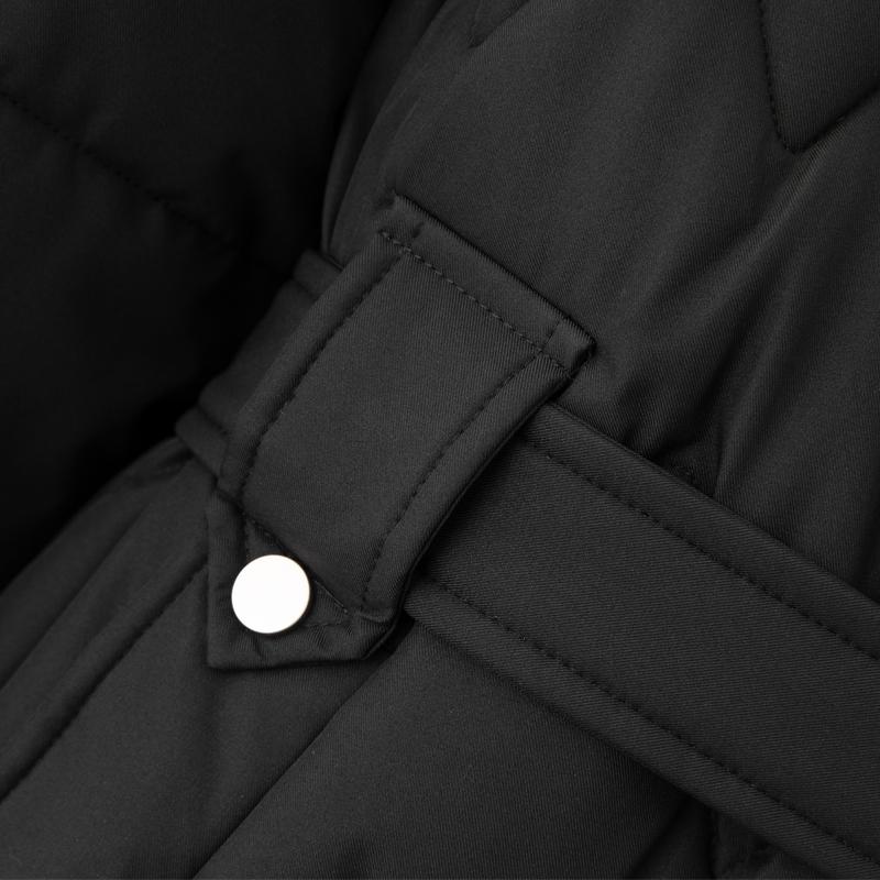 Sleeves Detachable Fashion Woman Parkas Winter Long Coats With Belt Hooded Thick Female Jackets