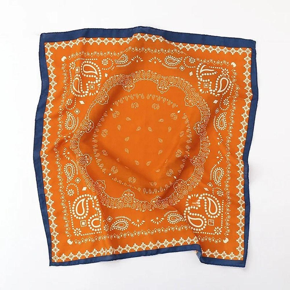 1Pcs Chiffon Cotton Linen Square Scarf Breathable 70x70cm Hair Neckerchief Vintage Printing Thin Handkerchief Hairscarf