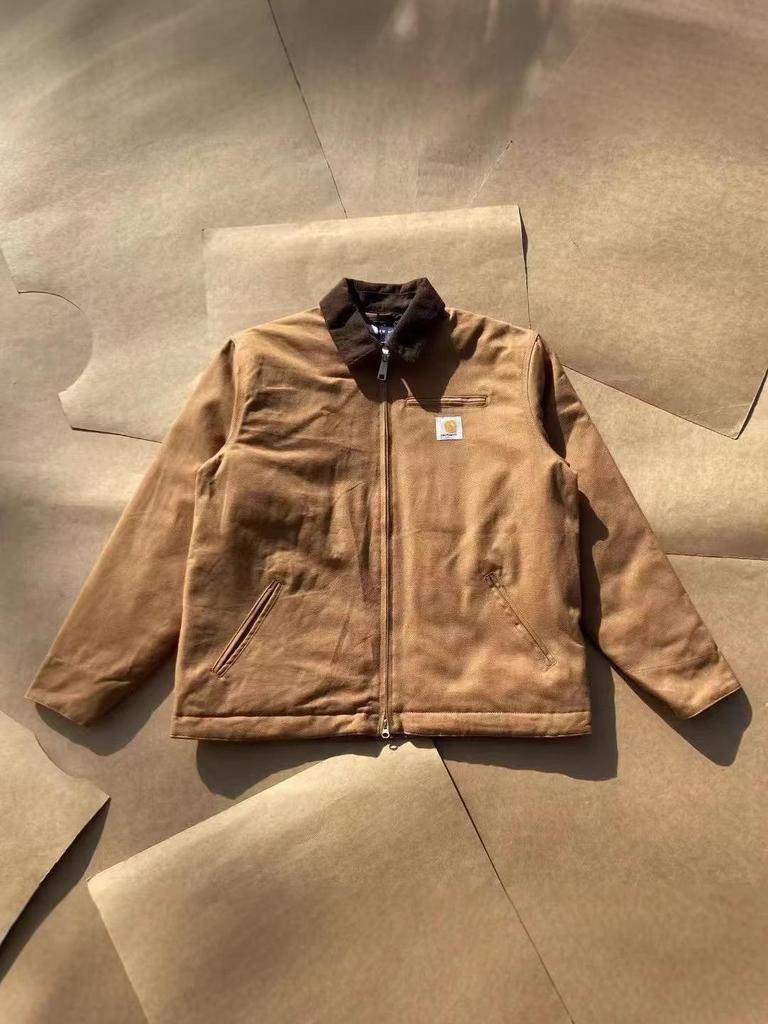 US High Street Carhartt Canvas Arbeitsjacke: Schwere Unisex Freizeit-Jacke mit Kragen für Frühling, Herbst, Winter