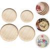 4 Pcs Handwoven Flat Wicker Round Fruit Basket Woven Food Storage Weaved Shallow Tray Organiser Vegetable Fruit Bowl DIY Drawing Board Wall Basket