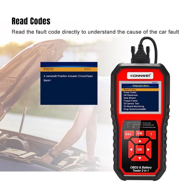 Diagnostic meter OBD2 scanner battery tester Konnwei KW870