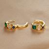 Vintage Gold Color Stainless Steel Circle Hoop Earrings Fashion Green White Blue Cubic Zirconia Circle Earrings Trendy Jewelry