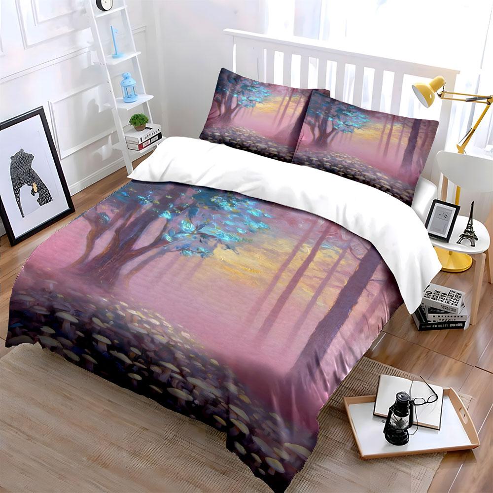 Fantasy Trees and Mushrooms Bedding Sets Duvet Cover Sets Duvet Covers Pillowcases(1 * Duvet Cover 2 * Pillowcases Without Duvet Insert)