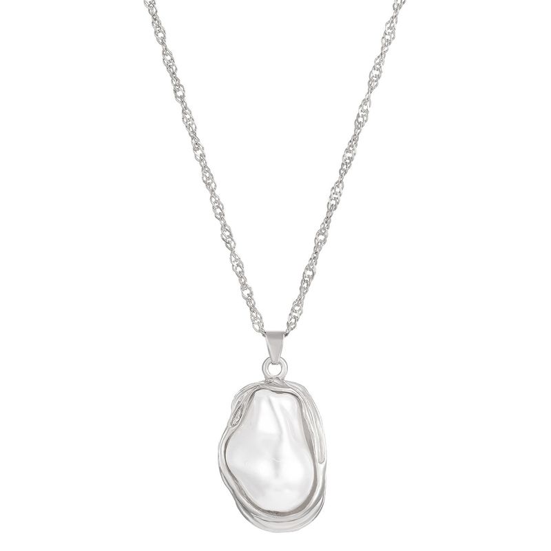

Europe and America Cross Border French Fashion Baroque Shaped Pearl Suit Jewelry for Women Classy Necklace Ear Stud Ring for Women White K Necklace 4415