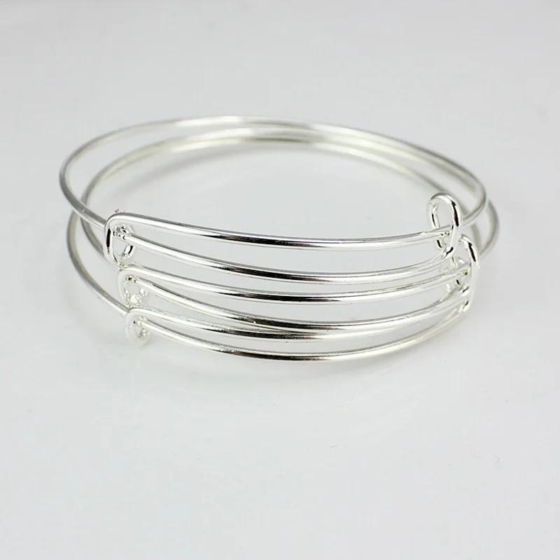 1 Stk. Dehnbarer Armreif Silber Armband Drahtumwickelt Verstellbare Armreifen Damen Modeschmuck Armreifen Armreif