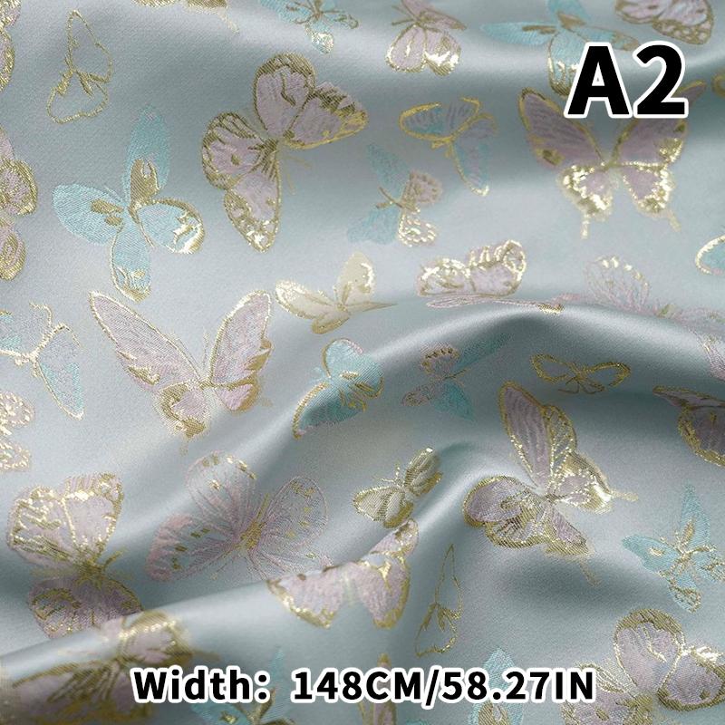 Colorful Woven Satin Butterfly Fabric Yarn-dyed Golden Silk Jacquard Fabric For Diy Sewing Dress Skirt Hanfu Qipao Bag Material