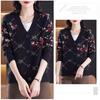 Autumn Winter Women's Plus Size Knitted Cardigan V-neck Printed Knitted Cardigan Sweater Jacket Knitted Top Outerwear.