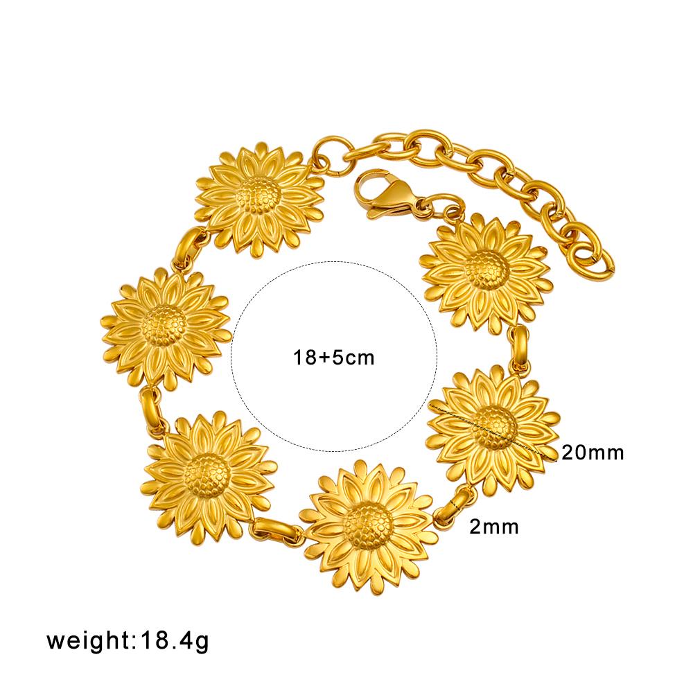 Stainless Stain Flower Jewelry Sets For Women 18K Gold Plated Chrysanthemum Necklace Bracelet Set Wedding Party Jewelry Gifts