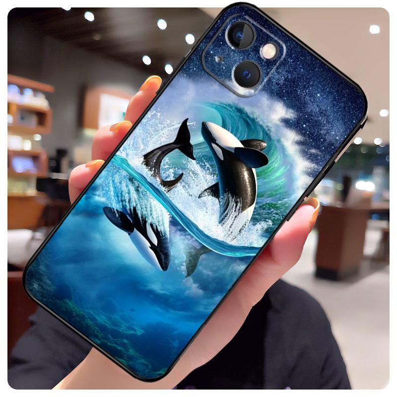 Killer Whale Case For iPhone 13 Pro Max 16 15 11 12 14 17 Pro Max mini 15 16 Plus 16e 17 Air Phone Cover