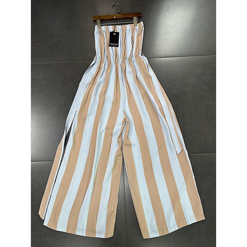Yanzi Export Chiffon Fabric Blue Wide Striped Waist Tube Top Jumpsuit Single Layer Cool Casual Pants Pants