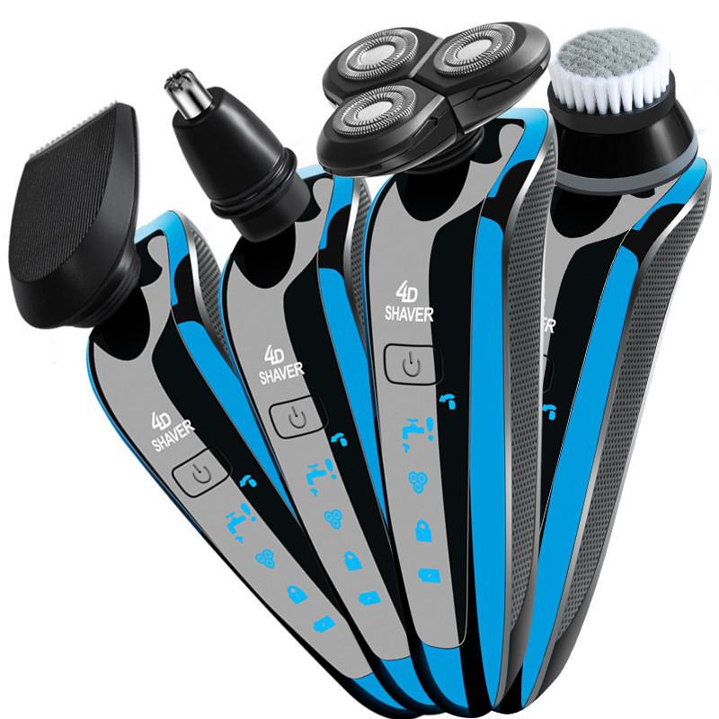 4D Electric Floating Shaver: USB Rechargeable, Full Body Washable, Multifunctional Beard Razor for Men.