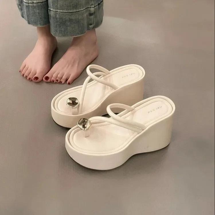 Fashion 2025 Summer Chunky Women Clip Toe Slipper Fashion Elegant Platform Wedges Heel Slides Ladies Gladiator Beach Sandalias Flip Flop