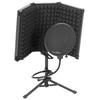 Studio Microphone Isolation Shield with Pop Filter and Tripod Stand, Foldable Adjustable Recording Studio Equipment