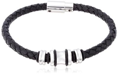 Police Trucker 25488BLB-S Stainless Steel Leather Bracelet Men 18cm Circumference