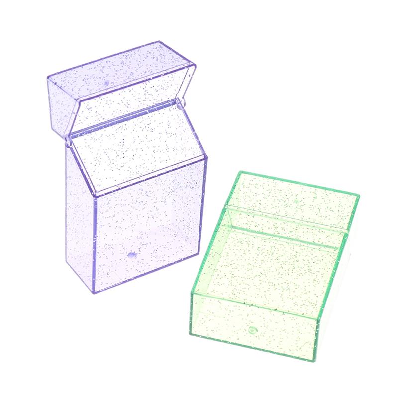 Clear Glitter Small Storage Box Kpop Photo Mini Card Holder Flip Lid Photo Case Small Stationery Card Holder Organizer