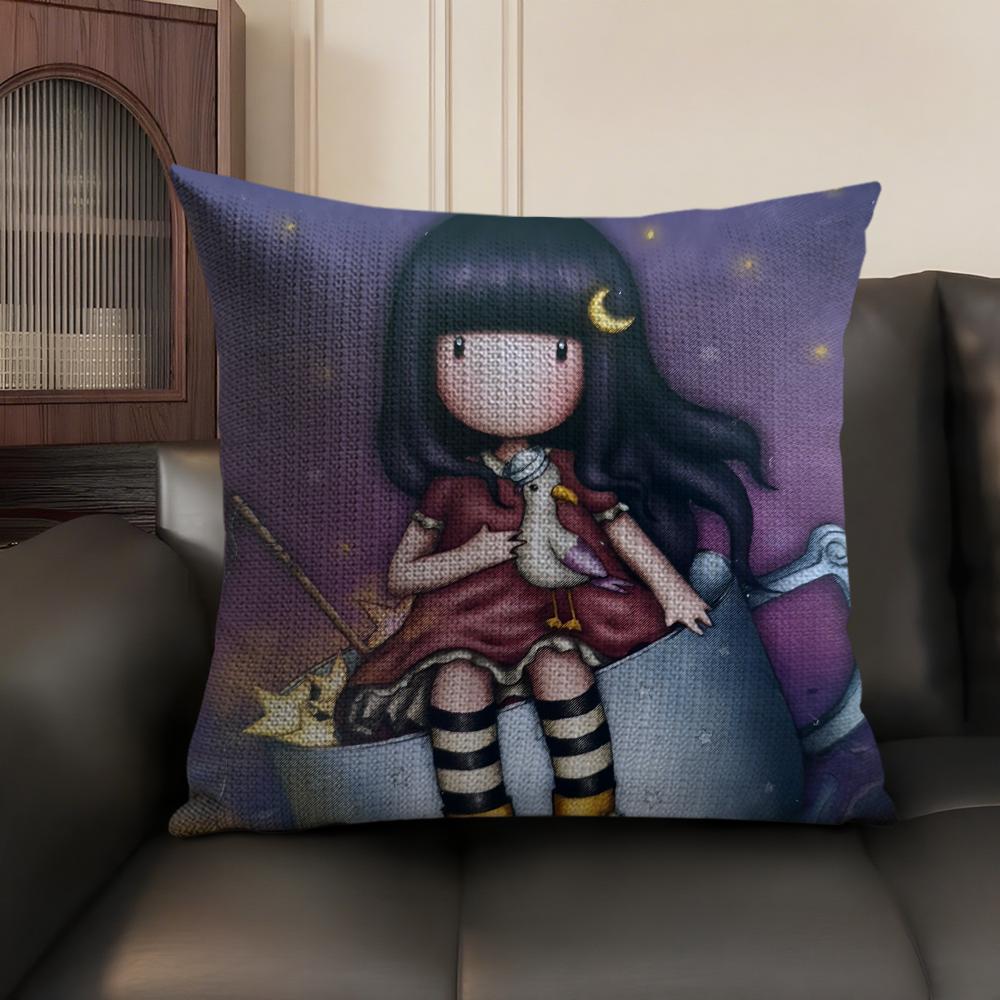 Cartoon SSantoro Gorjuss Cushion Cover Natural Linen Organic Fabric DoubleSided Printing Sofa Home Decor Gift Pillow Case