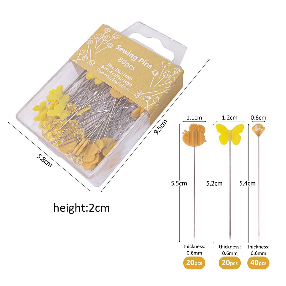 

80Pcs Butterfly Shaped Diamond Head Pins Multi-Color Sewing Pins for Fabric Fixing Craft & Sewing Accessories