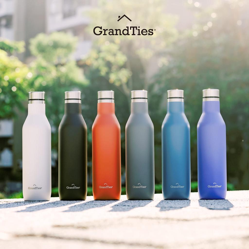 GRANDTIES Traveler Bottle, 620ml, Available in 6 Colors (Midnight Black), with Two Lids, Double-Layer Vacuum Insulated Stainless Steel Bottle, Keeps