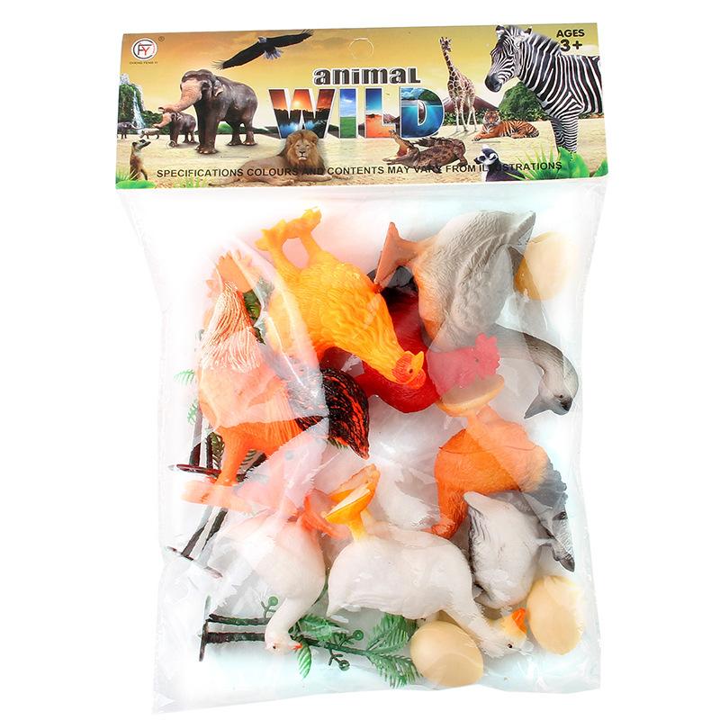 Simulation Poultry Farm Model Set, Pecking Rice Rooster Hen Duck Goose Ornament Model Toy